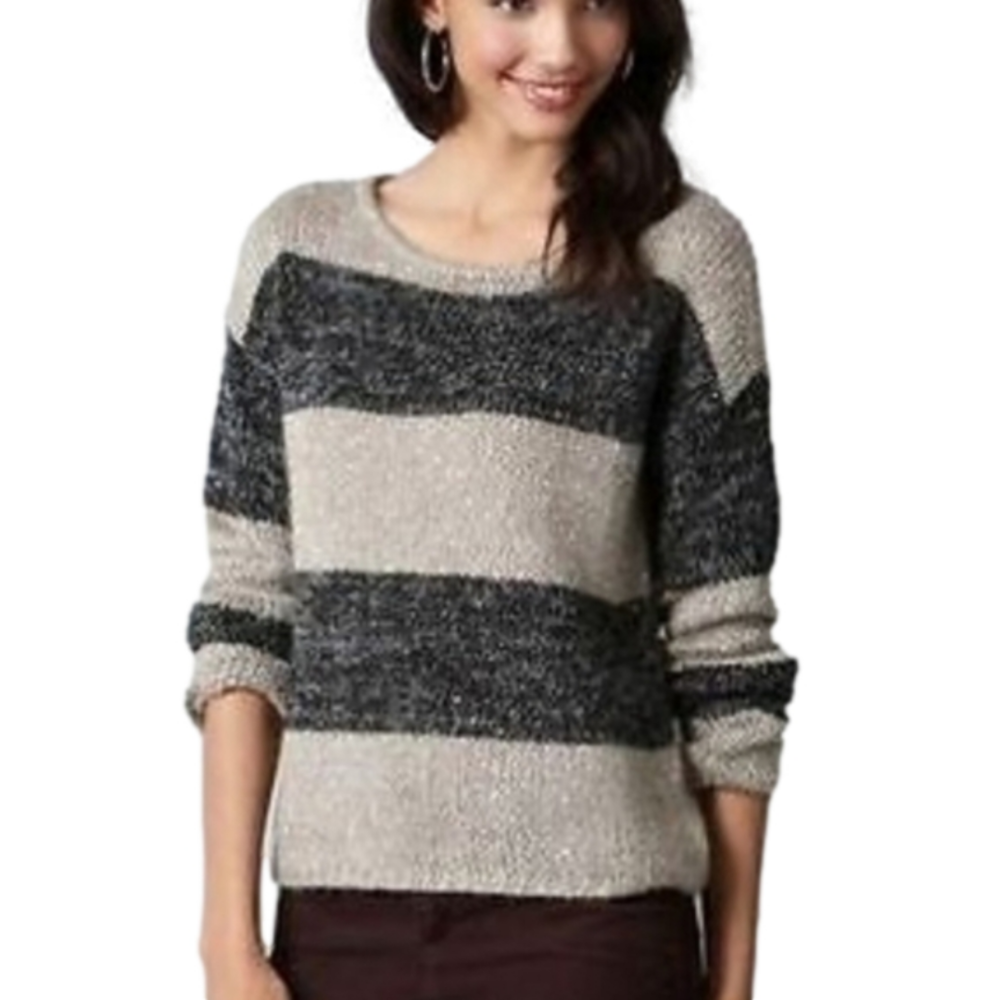 LOFT Anne Taylor color block sequin sweater